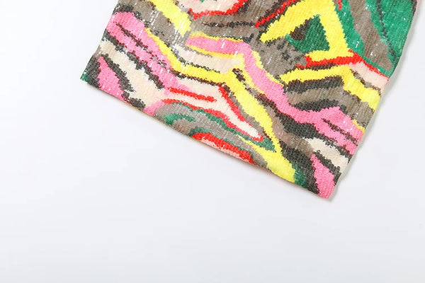Raina Sequin Patchwork Sling Mini Dress