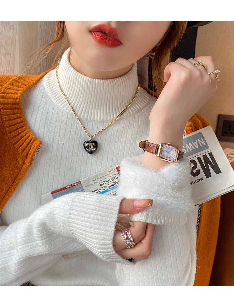 Bettany Velvet-Lined Thermal Knit Turtleneck Sweater One-piece