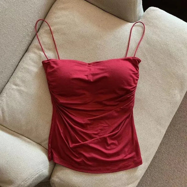 Hana Pleated Halter Tank Top