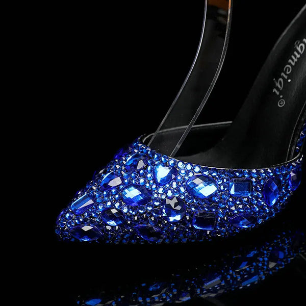 2025 Spring And Autumn New Women'S Shoes Pointed High Heels Crystal Diamond Chain Wedding Shoes Banquet Women'S Single Pumps