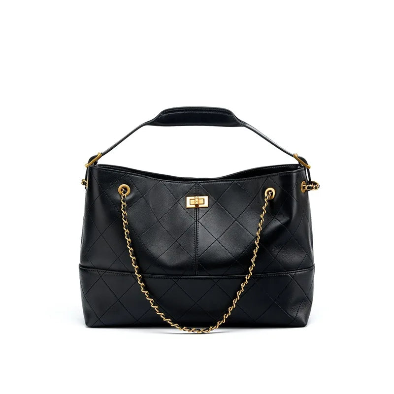 Verona Diamond-Quilt Leather Tote