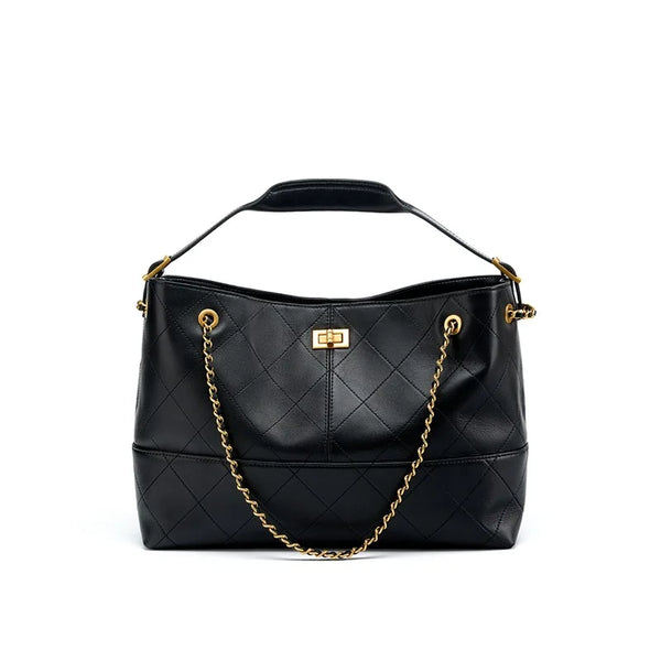 Verona Diamond-Quilt Leather Tote