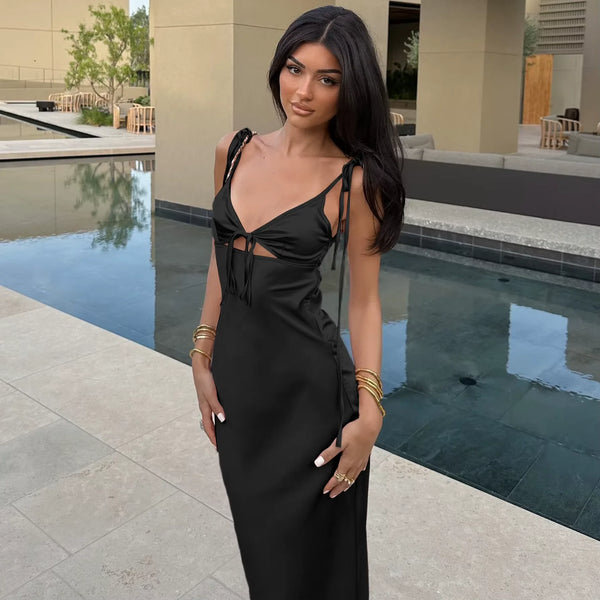 Evanthe Lace-Up Cutout Bodycon Midi Dress