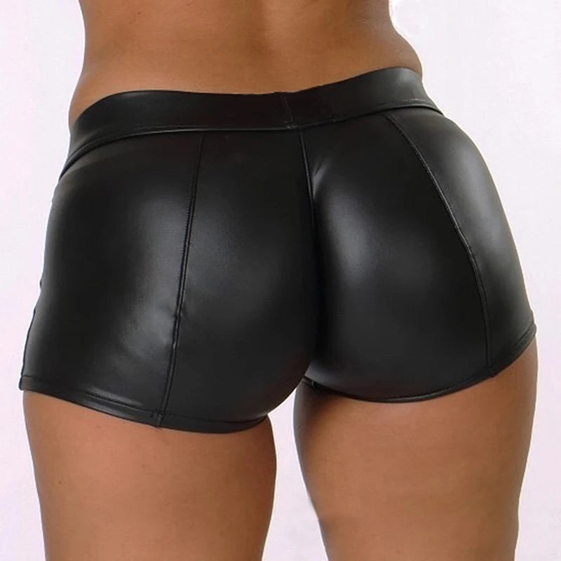 Veda High-Waist PU Leather Shorts One-piece
