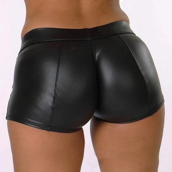 Veda High-Waist PU Leather Shorts One-piece