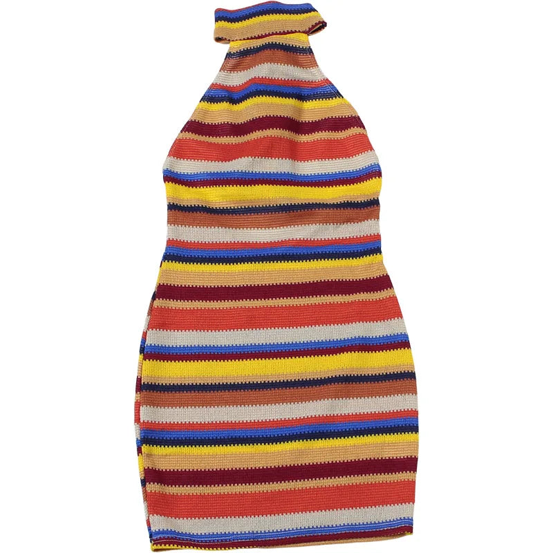 Solenne Striped Knit Halter Bodycon Mini Dress