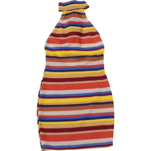 Solenne Striped Knit Halter Bodycon Mini Dress