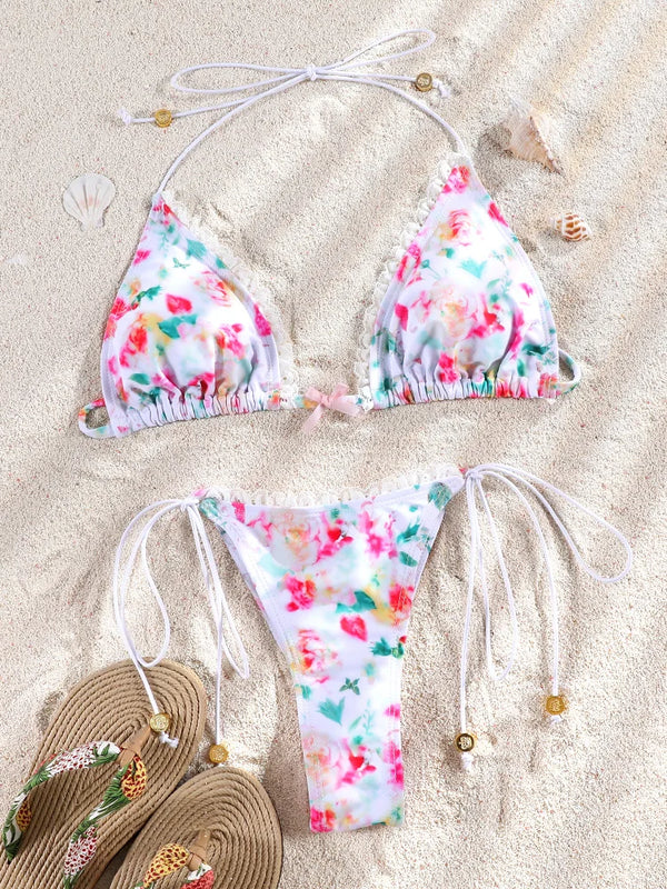ZRTAK Micro Lace Bikini Set Push-Up Sexy Women's Swimwear 2025 Bathing Suit Swimsuit Beachwear Female Swimming Suits
