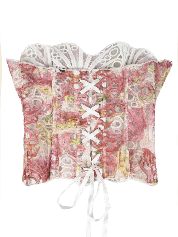 Nadia Tie-Dye Backless Corset Crop Top