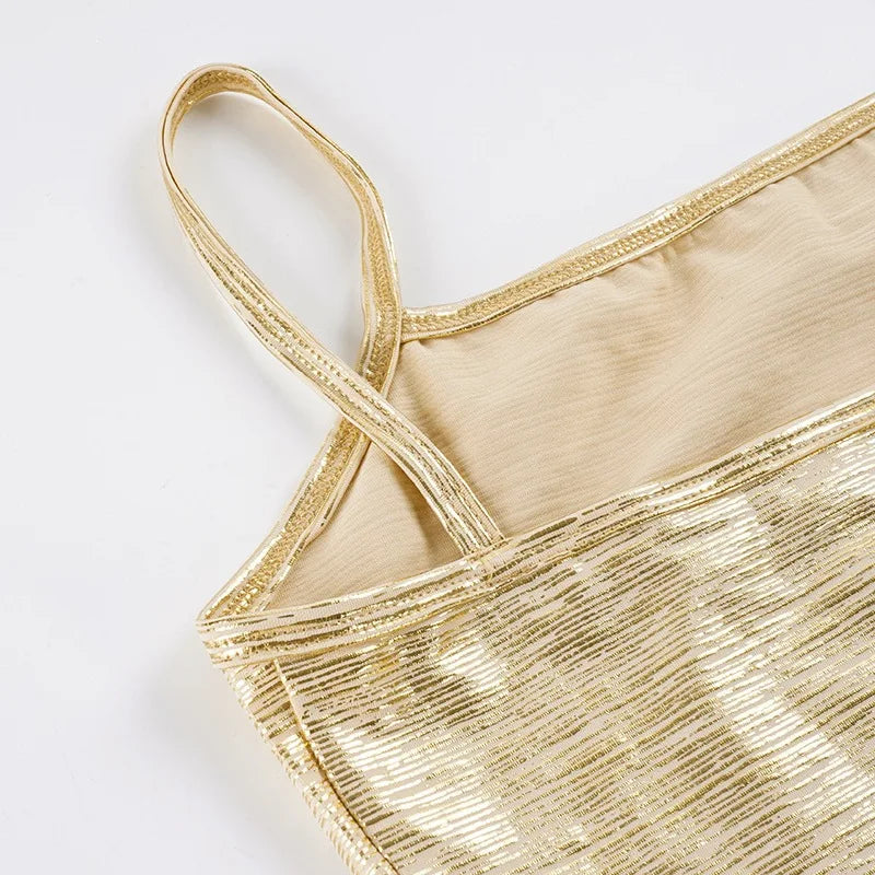Goldie Metallic Square-Neck Cami Top One-piece