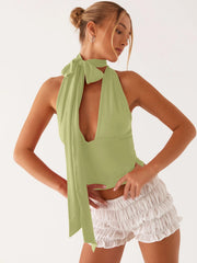 Lena Sunset Sleeveless Halter Scarf Top