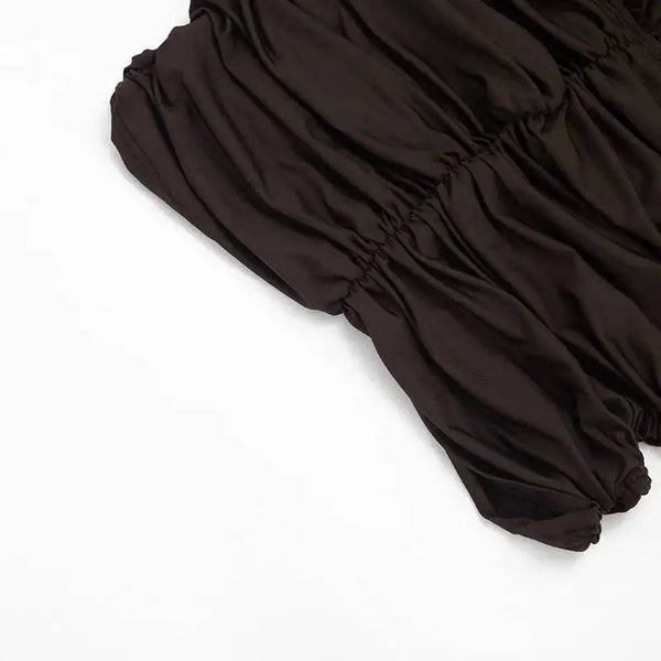 Marcella High-Neck Ruched Backless Mini Dress