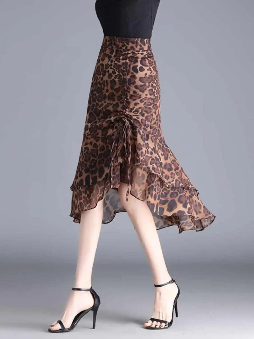 Petra Animal Print Chiffon A-Line Midi Skirt One-piece