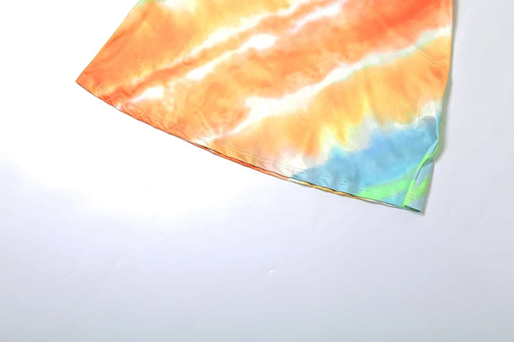 Clothilde Tie-Dye Satin Cowl-Neck Chain-Strap Backless Maxi Dress