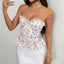 Yseult Floral Lace-Trim Lace-Up Corset Top One-piece