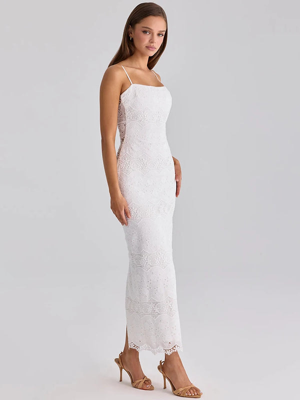 Isla Blanc Lace Maxi Dress