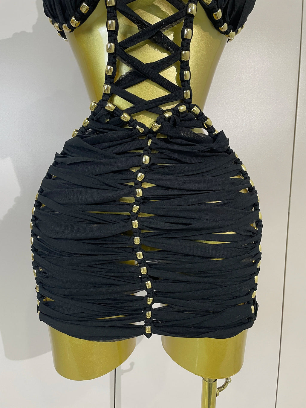 Nerina Sheer Mesh Cutout Halter Mini Dress