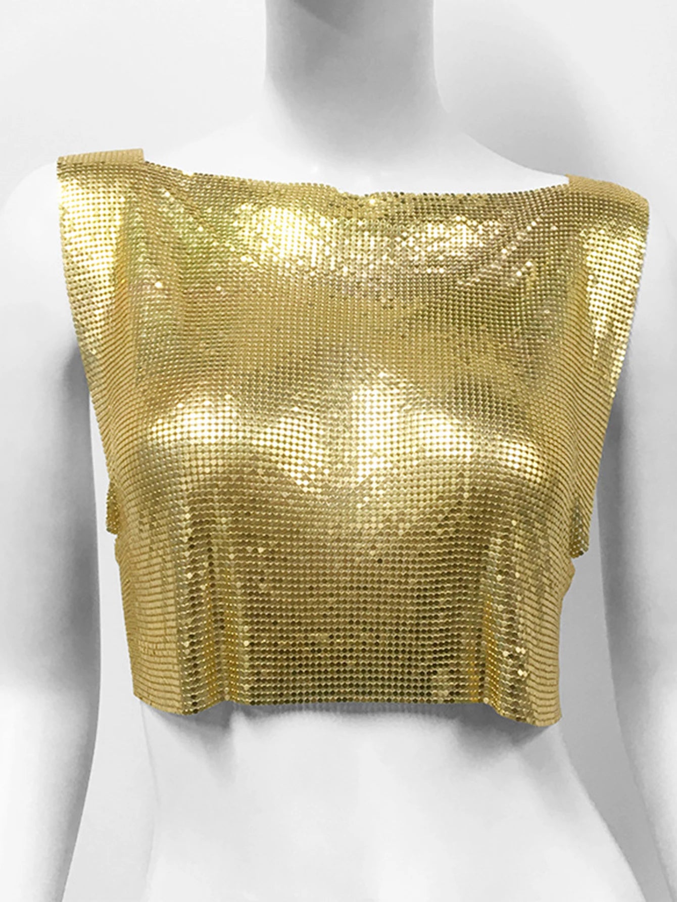 Yvette Metal-Sequin Cropped Tank Top One-piece