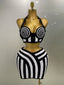 Dagmar Striped Jacquard Bandage Halter Crop Top & Bodycon Mini Skirt Two-piece