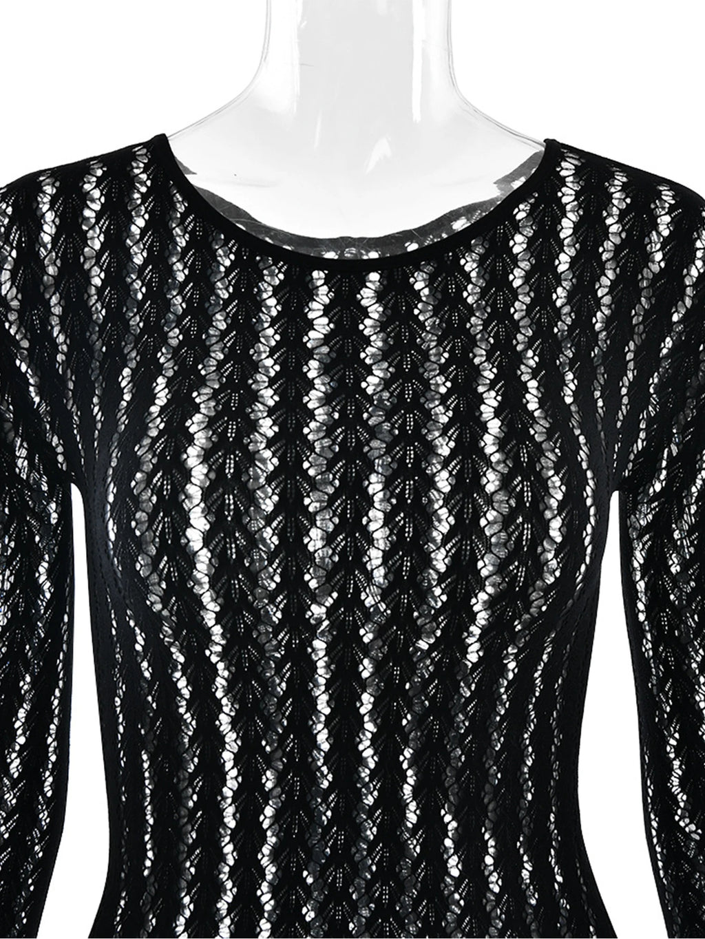 Veda Sheer Long-Sleeve Bodycon Jumpsuit One-piece