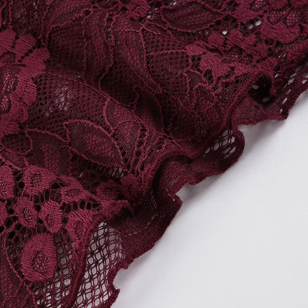 Dahlia Lace Asymmetrical Short-Sleeve Top One-piece