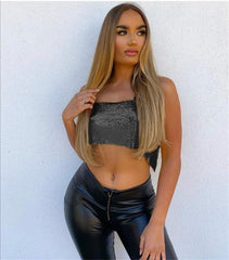 Sequin Rhinestone Bra Women Tee Gothic Blusas Corset Ladies Shirt Camis Party Woman Clothes y2k Crop Tops Ropa Club Tank Top