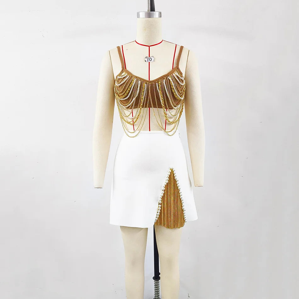 Una Beaded Bandage Mini Skirt Set Two-piece Secondary image