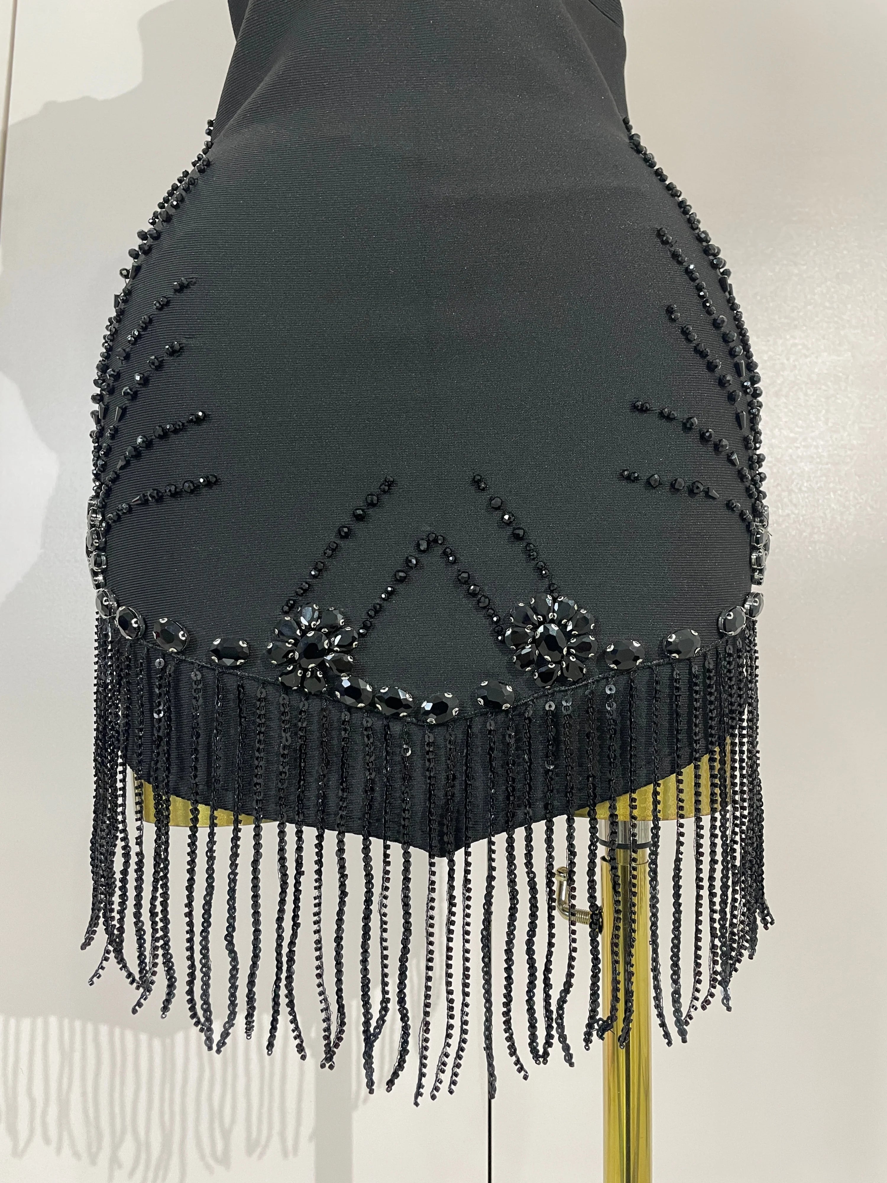 Briseis Beaded Tassel Backless Mini Dress