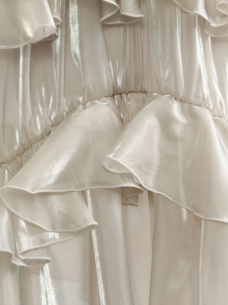 Seraphina Ruffle Satin Midi Skirt One-piece