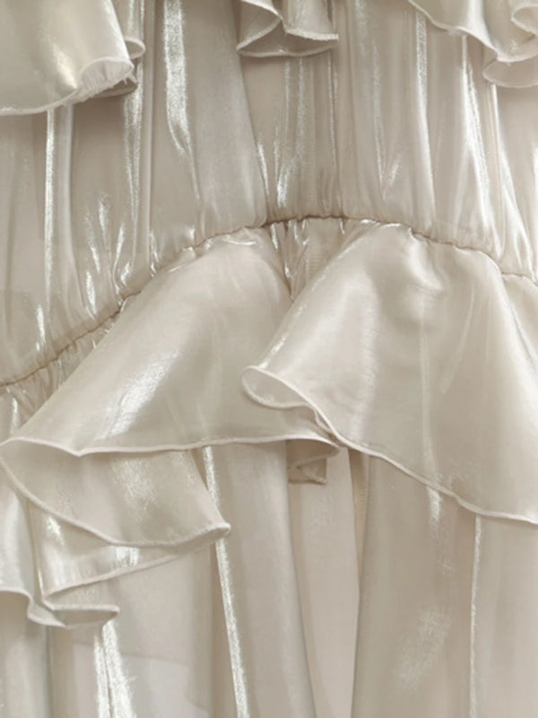 Seraphina Ruffle Satin Midi Skirt One-piece