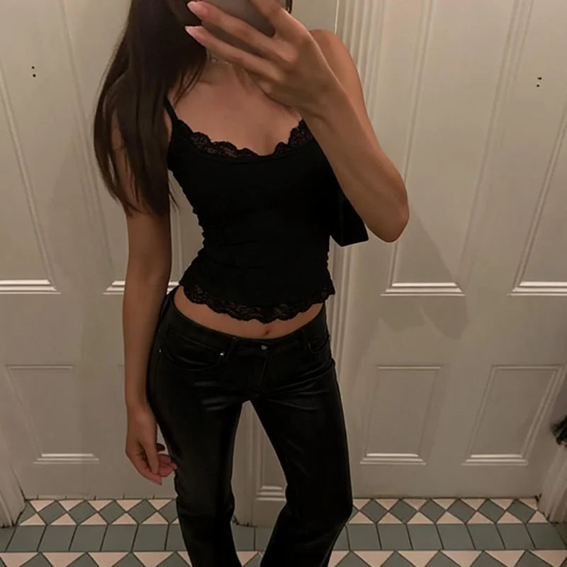 Keturah Lace Patchwork Trim Crop Cami One-piece
