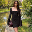 Cocoa Floral-Lace Flare-Sleeve Mini Dress