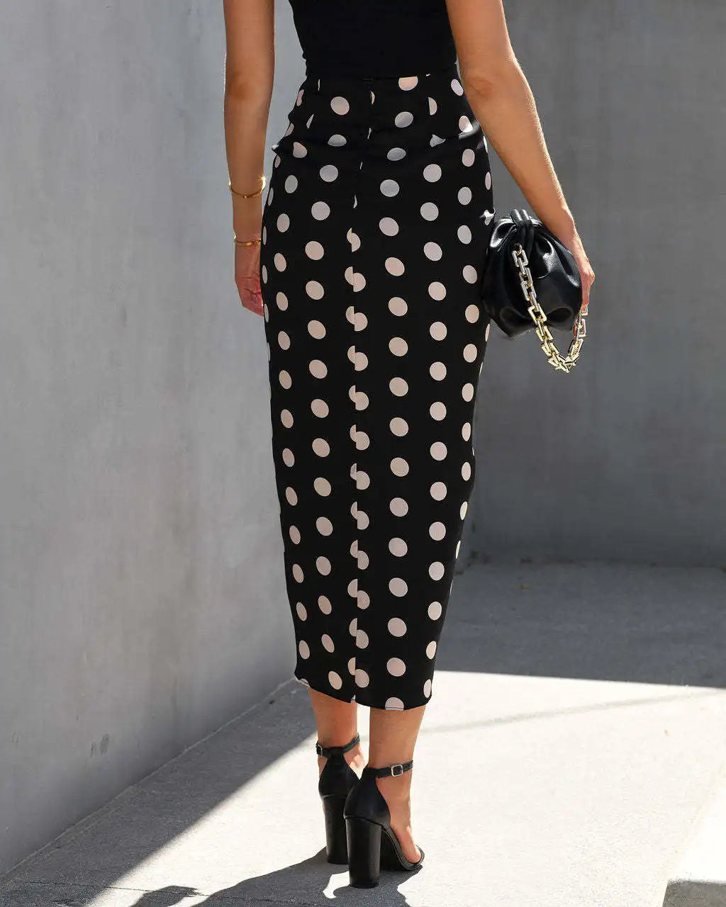 Ilaria Ruched Polka Dot Bodycon Midi Skirt One-piece