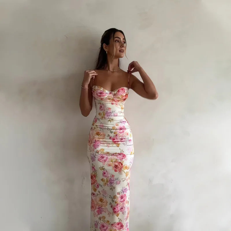 Liora Floral Spaghetti-Strap Split Maxi Dress