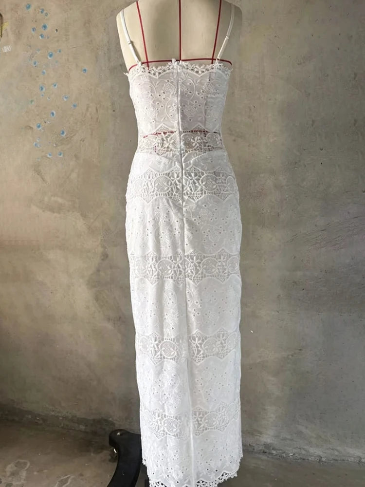 Isla Blanc Lace Maxi Dress