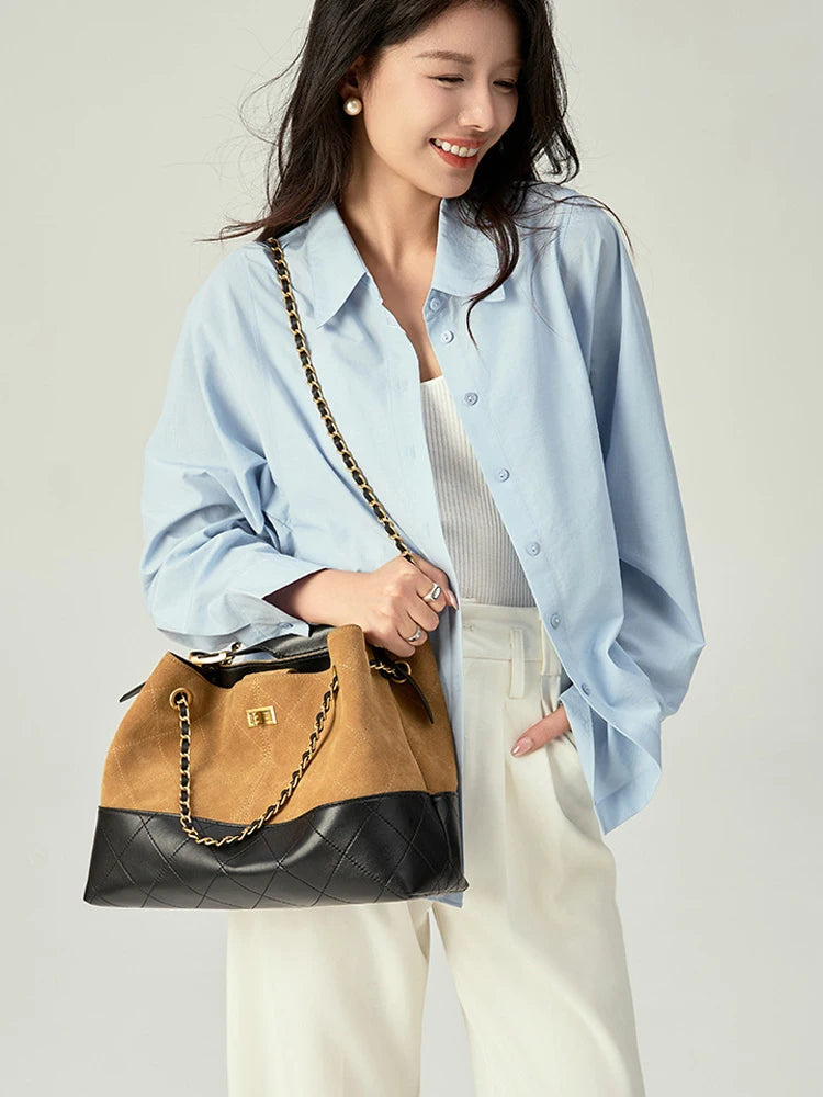 Verona Diamond-Quilt Leather Tote