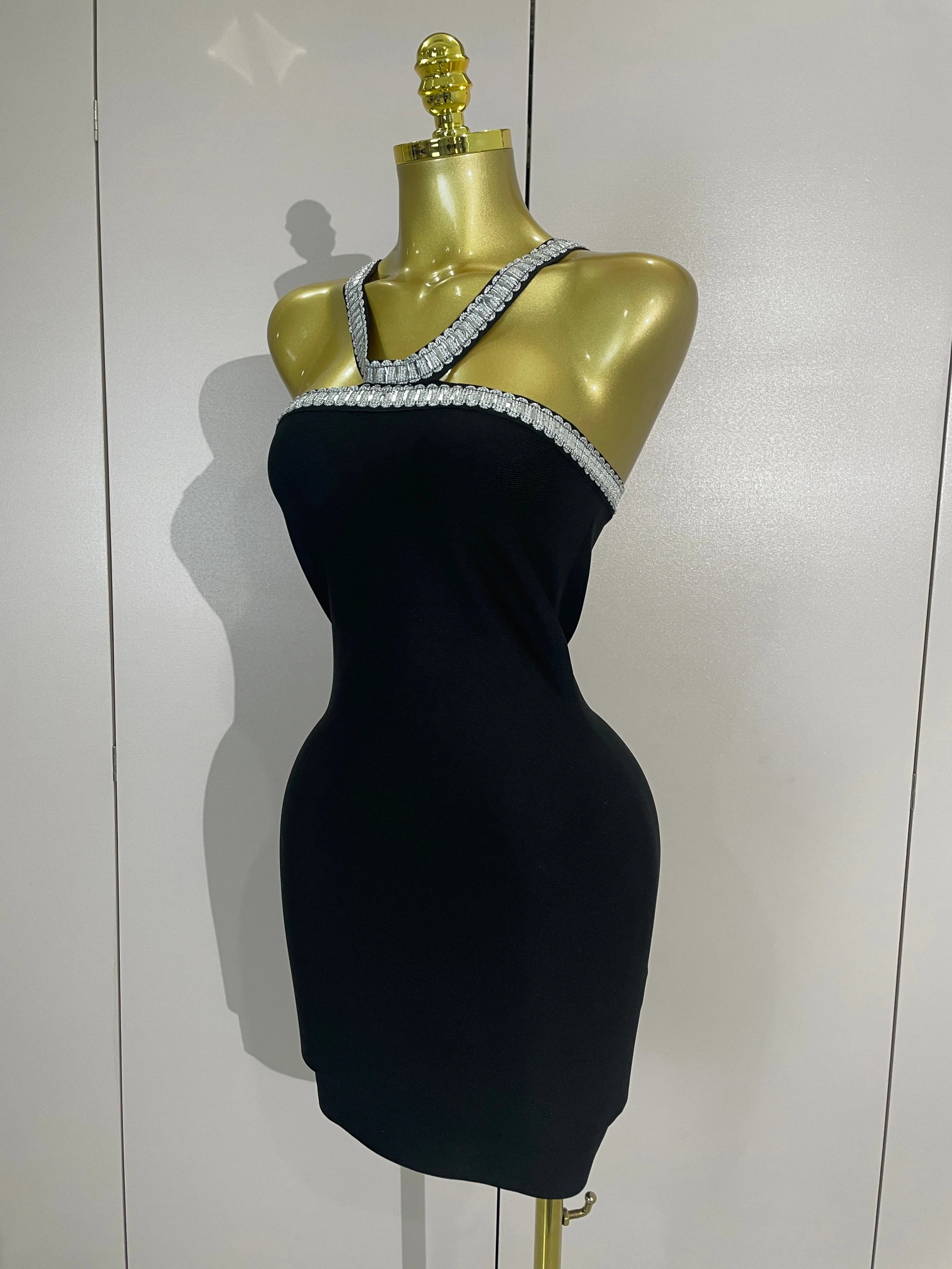 Valentina Black Sequin Backless Bodycon Mini Dress