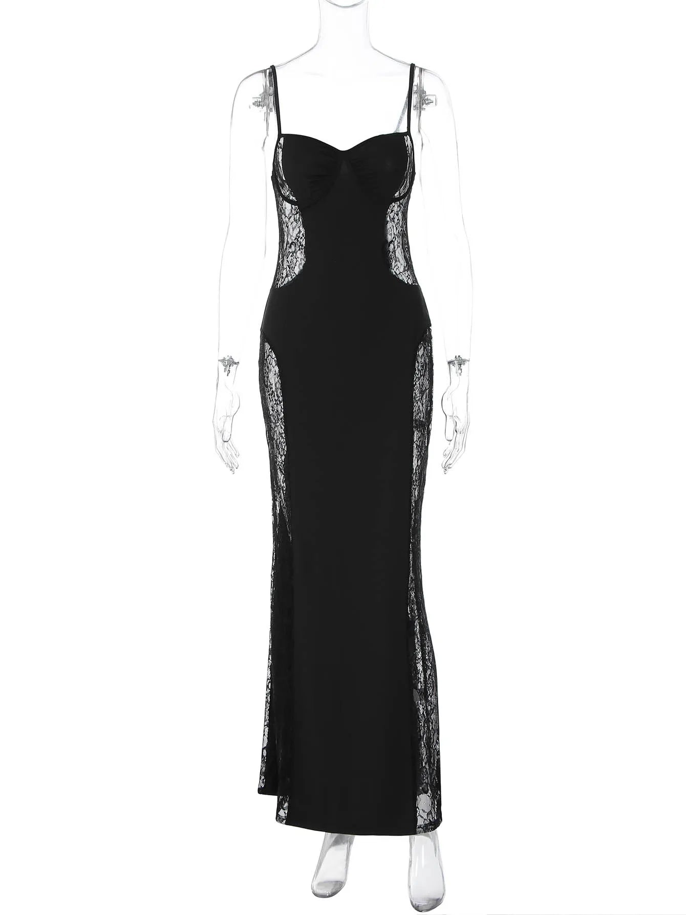 Noir Venom Lace Bodycon Maxi Dress