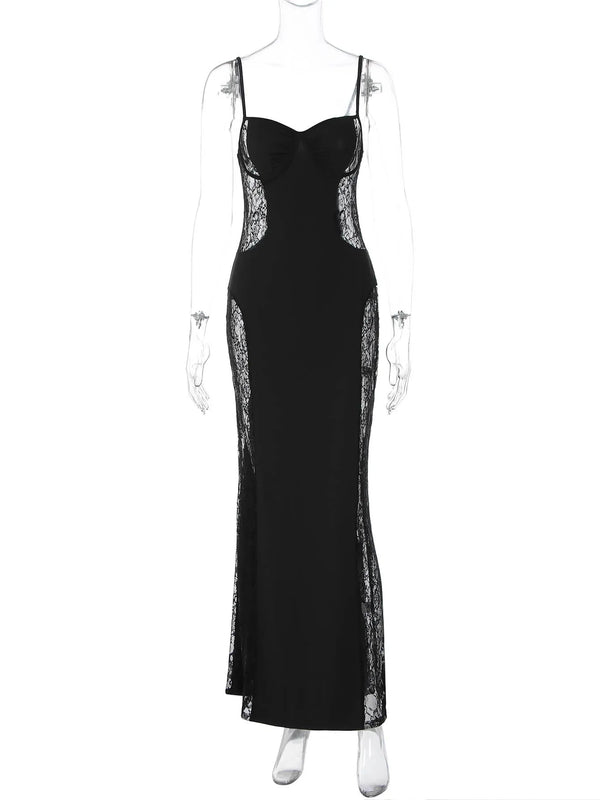 Noir Venom Lace Bodycon Maxi Dress