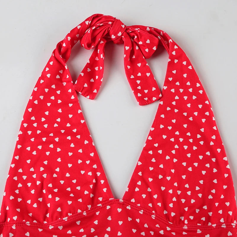Dahlia Polka-Dot Halter Crop Top One-piece