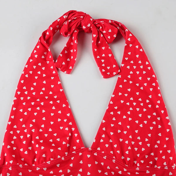 Dahlia Polka-Dot Halter Crop Top One-piece