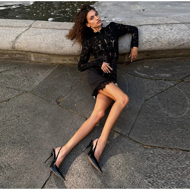Solene Bodycon Lace Mini Skirt One-piece
