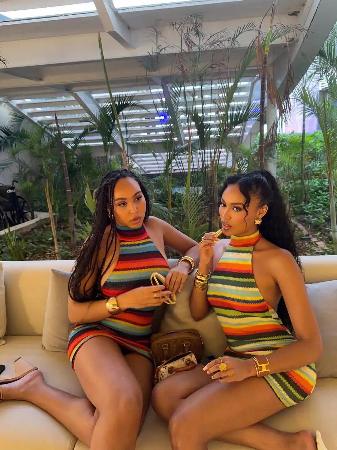 Solenne Striped Knit Halter Bodycon Mini Dress