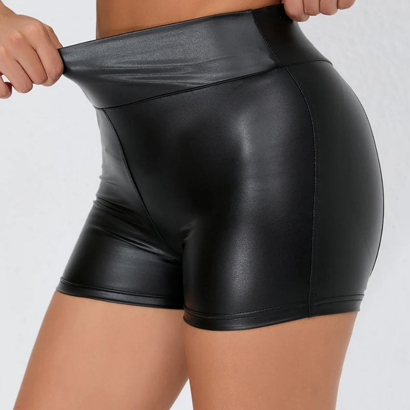 Veda High-Waist PU Leather Shorts One-piece
