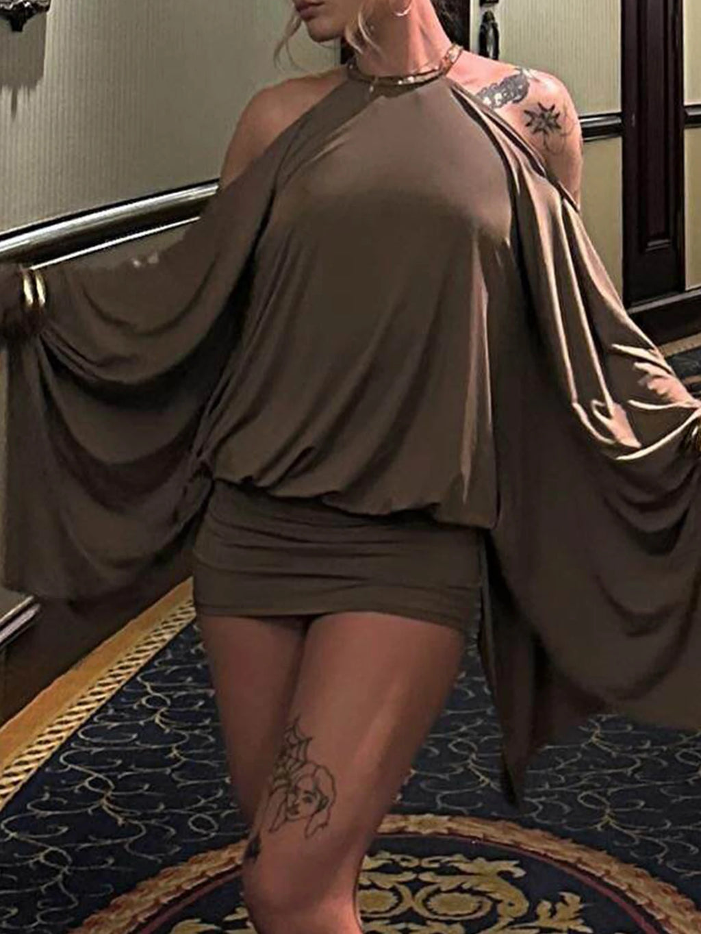 Sidonie Sequin Backless Batwing Mini Dress