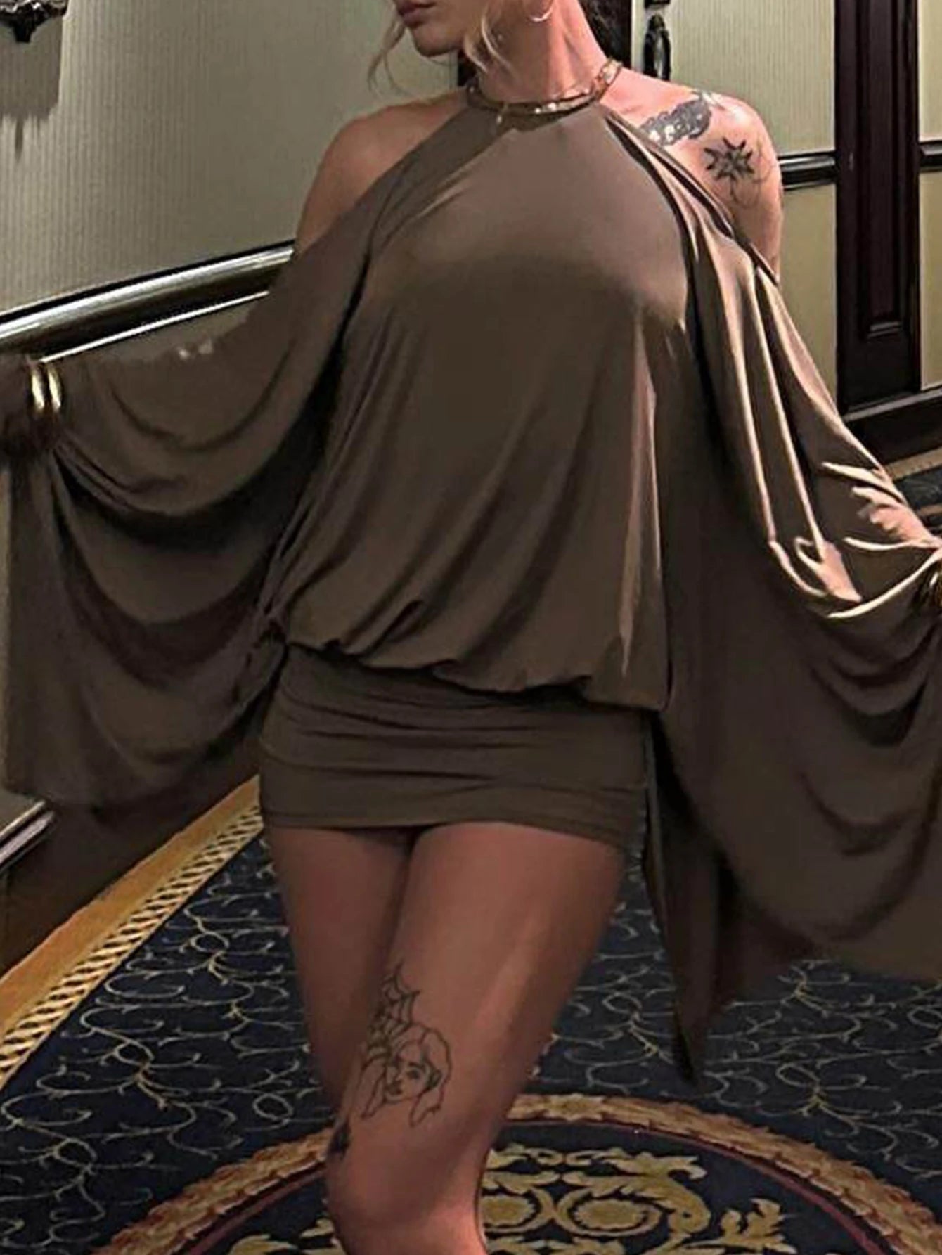 Sidonie Sequin Backless Batwing Mini Dress