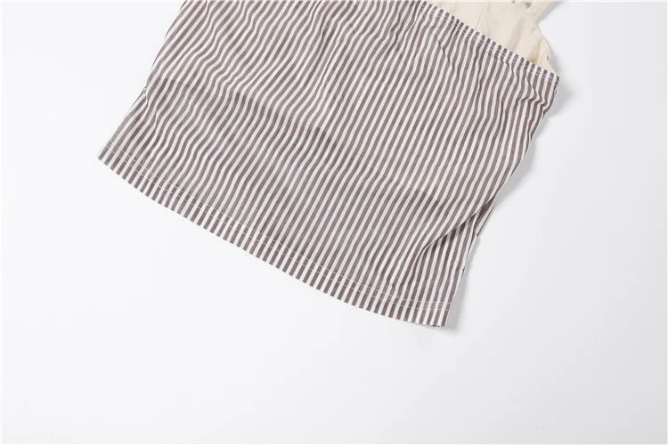 Katarina Ruched Ruffle Striped Mini Skirt Set Two-piece