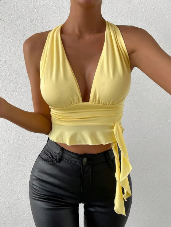 Luna Soleil Halter Tie Wrap Top One-piece