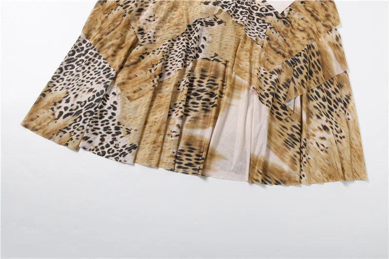 Savanna Leopard Lace-Up Halter Maxi Dress