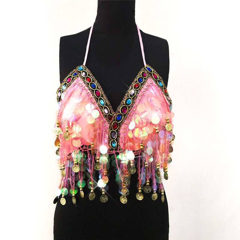 Sequin Rhinestone Bra Women Tee Gothic Blusas Corset Ladies Shirt Camis Party Woman Clothes y2k Crop Tops Ropa Club Tank Top
